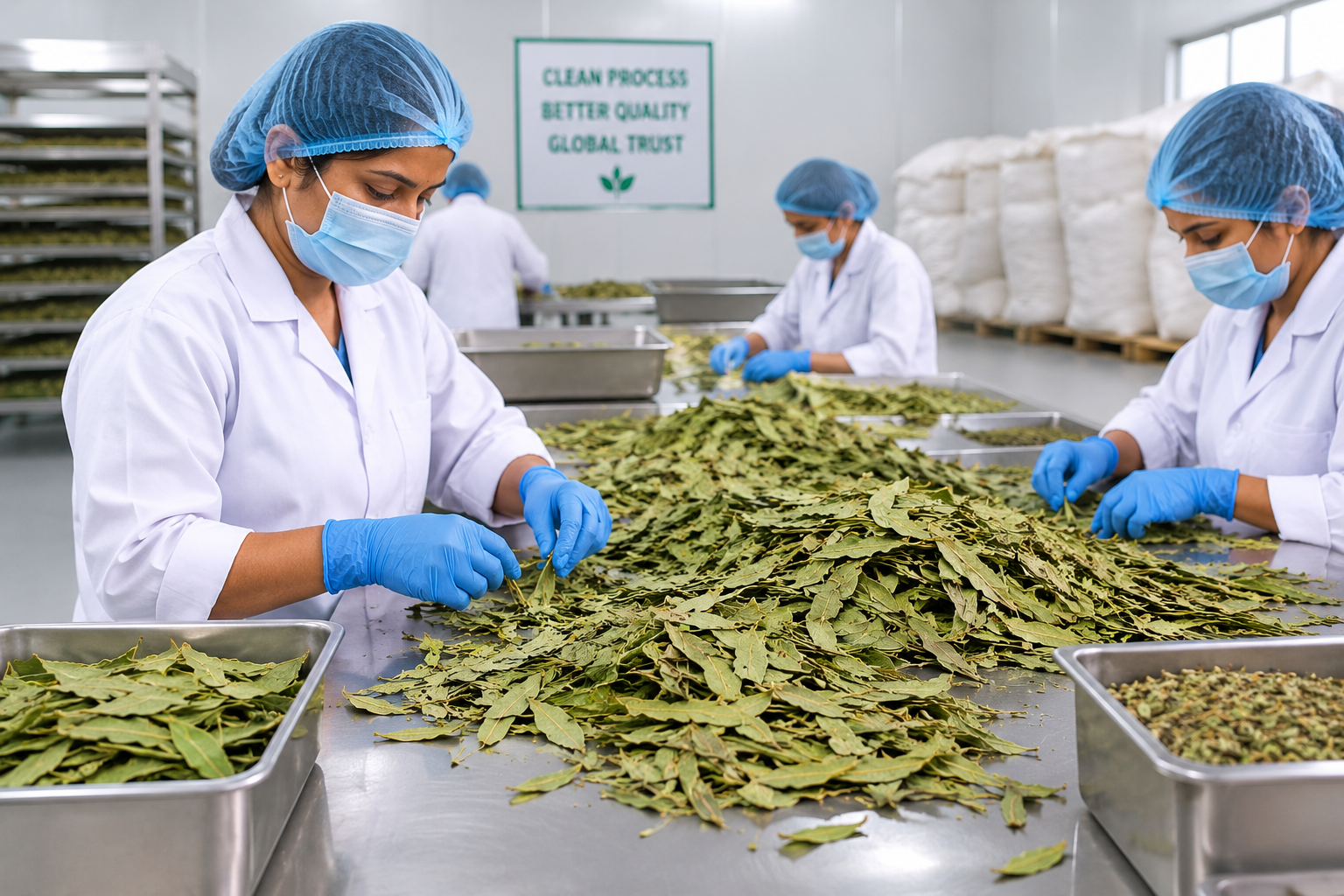 Senna Leaves quality sorting and processing in India